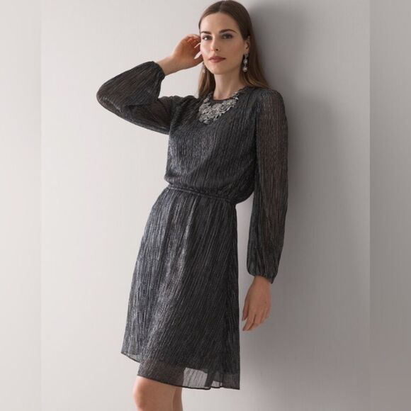 White House Black Market Dresses & Skirts - White House Black Market Shimmer Blouson Dress Size Small